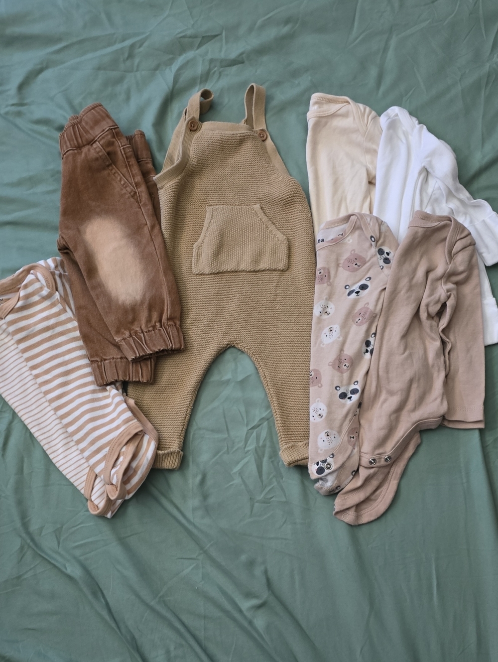 Baby neutral Bundle With Knitted Overalls Romper